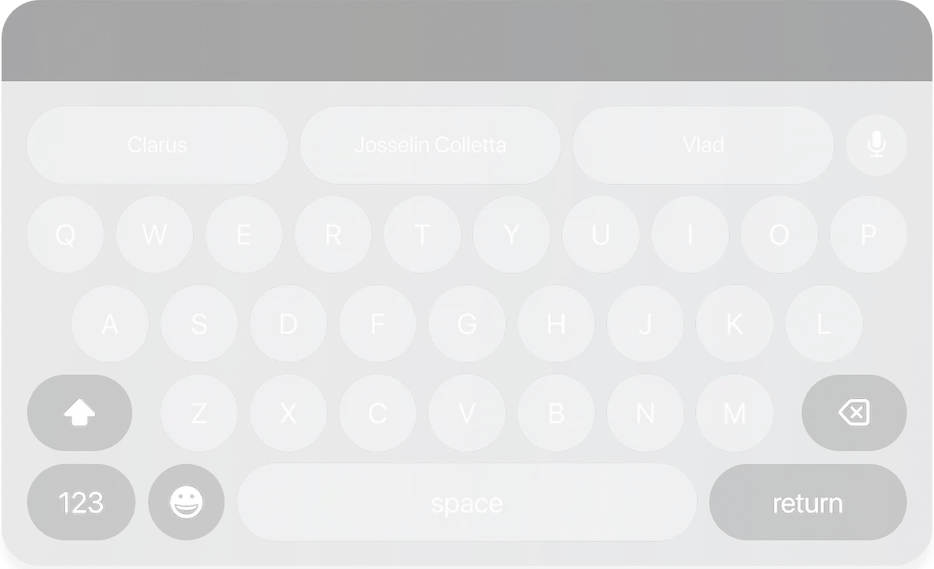 A translucent Vision Pro keyboard user interface